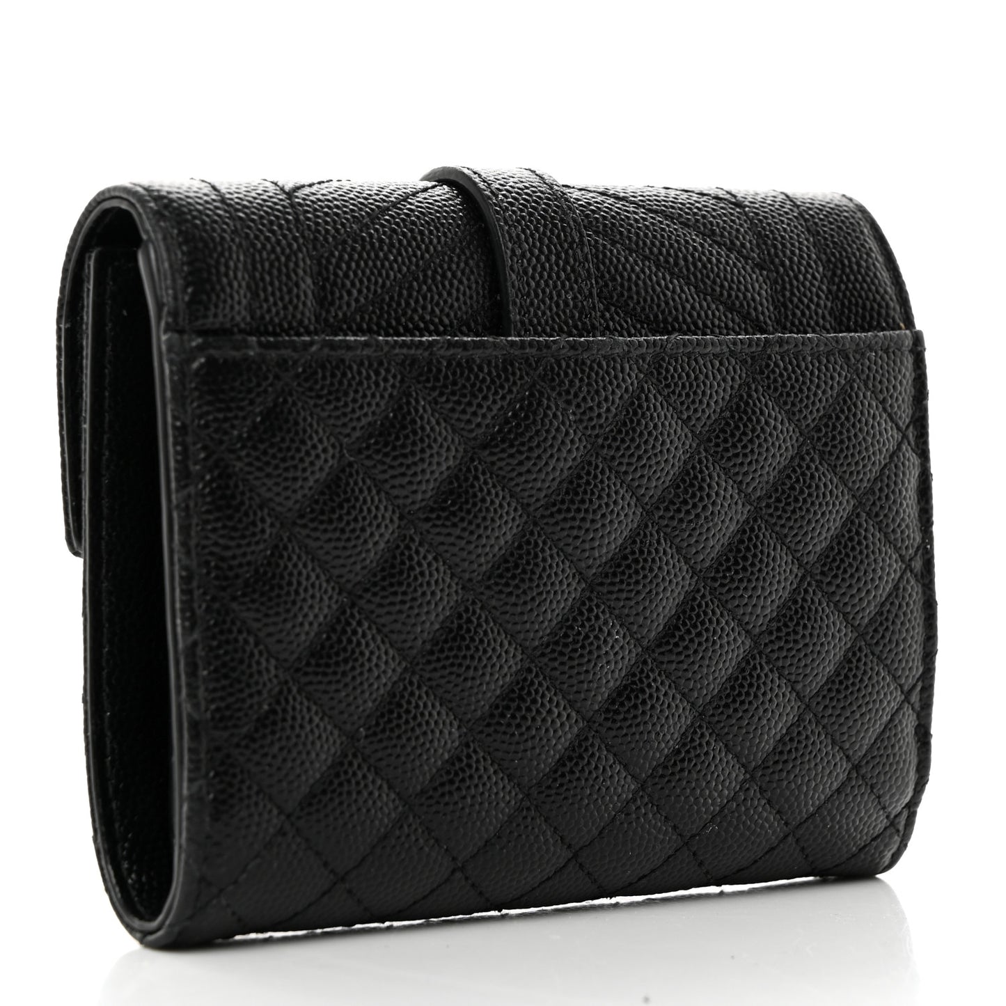 Grain De Poudre Mixed Matelasse Triquilt Monogram Compact Tri Fold Wallet Black