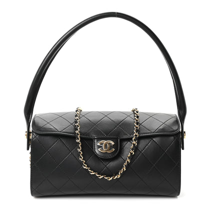Chanel Lambskin Quilted Turn Around Clutch With Chain Black 1 of 11
