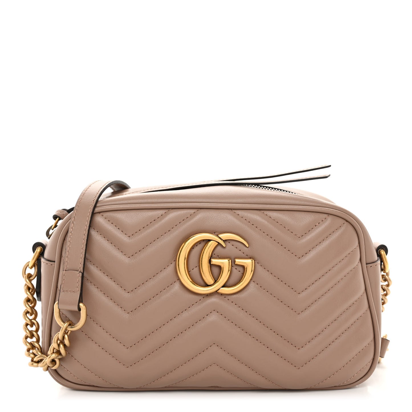 Calfskin Matelasse Small GG Marmont Chain Shoulder Bag Porcelain Rose