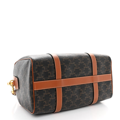 Celine Triomphe Canvas Calfskin Boston Bag Tan 4 of 10