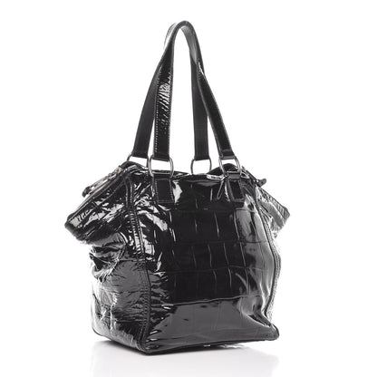 Saint Laurent Patent Crocodile Embossed Small Downtown Tote Black 3 of 11