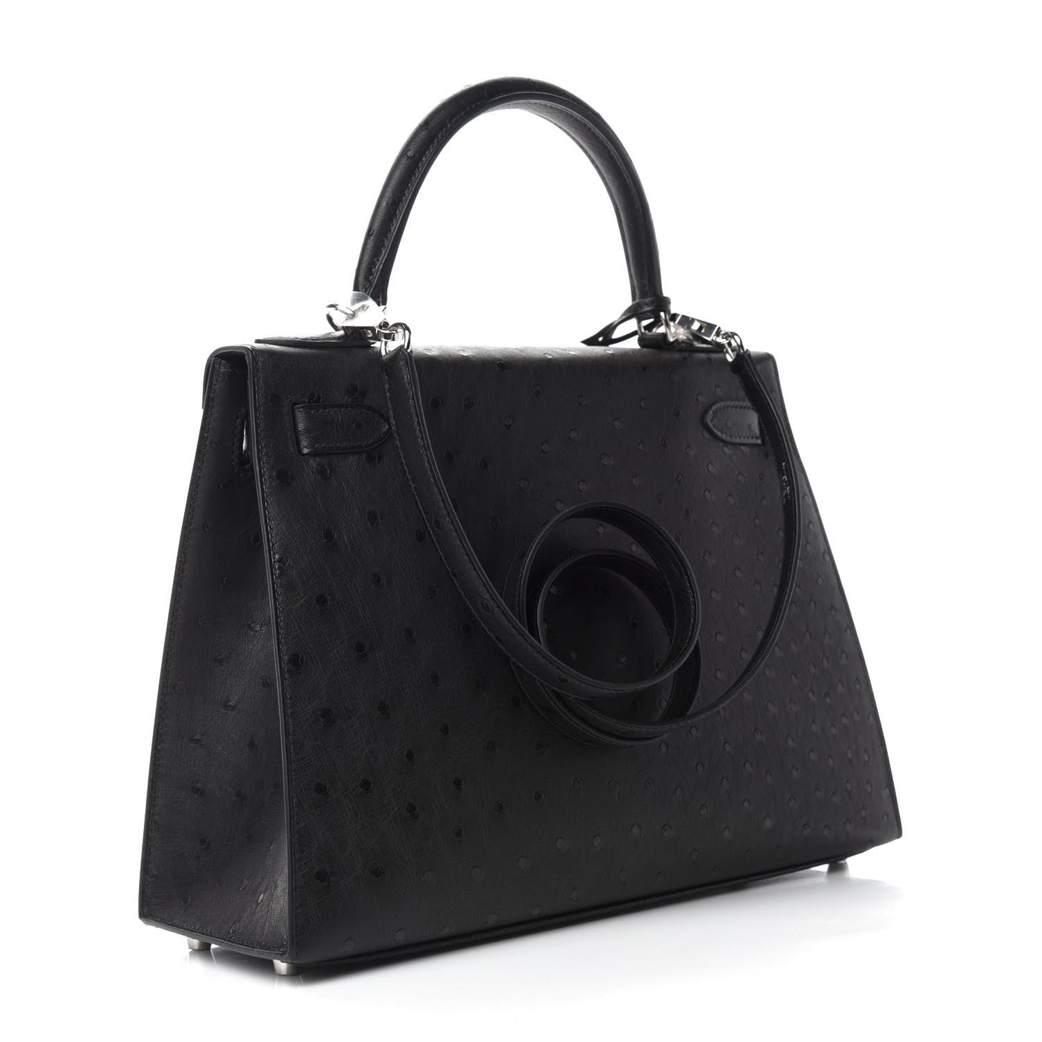 Hermes Ostrich Kelly Sellier 28 Black 3 of 11