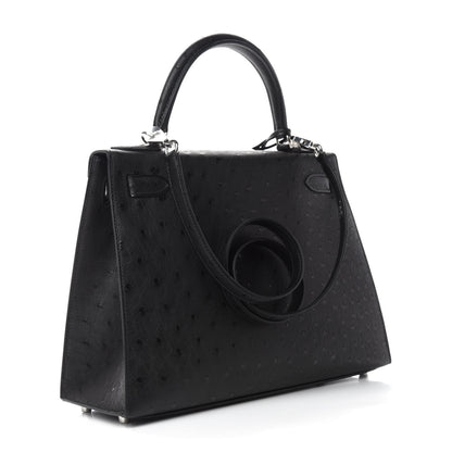 Hermes Ostrich Kelly Sellier 28 Black 3 of 11