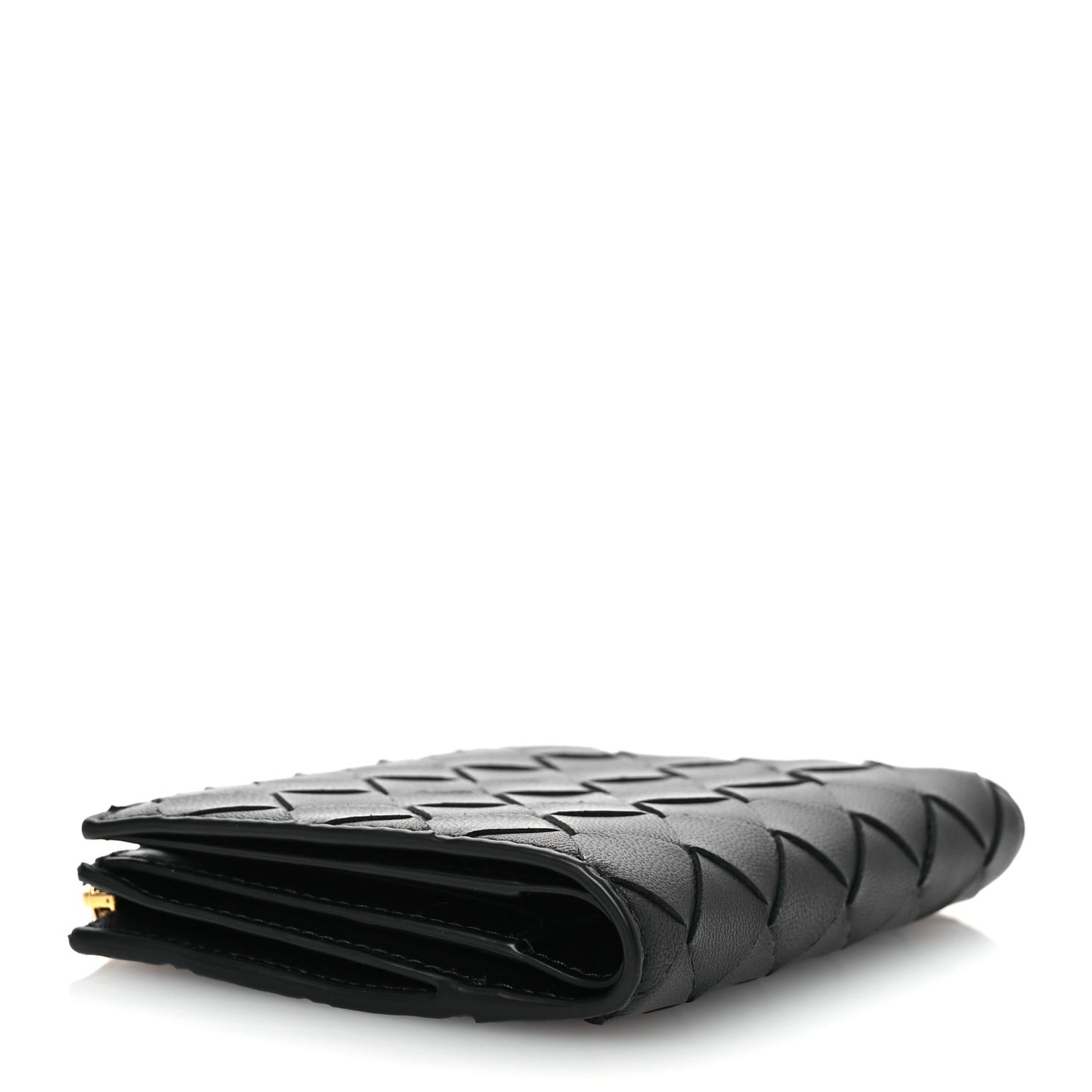 Nappa Intrecciato Medium Bi-Fold Zip Wallet Black