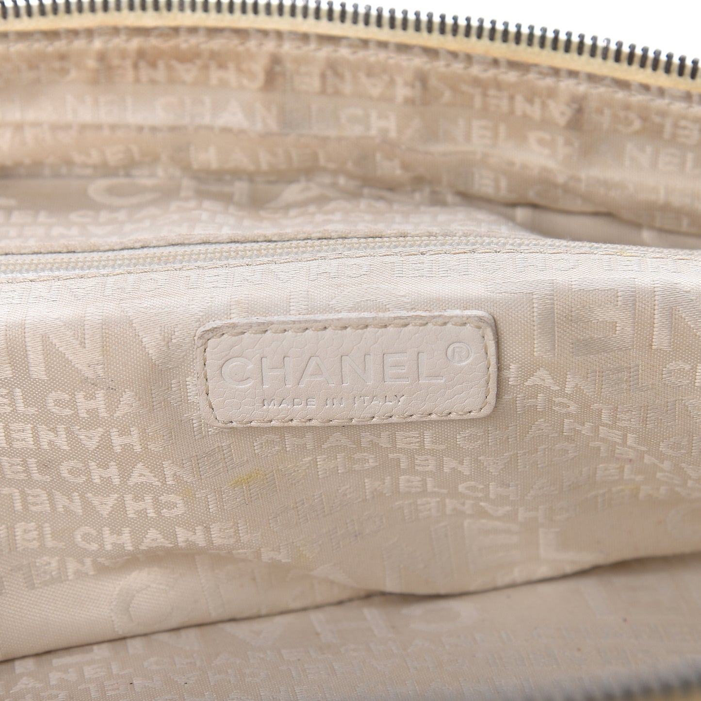 Caviar Square Stitched Large Tote White