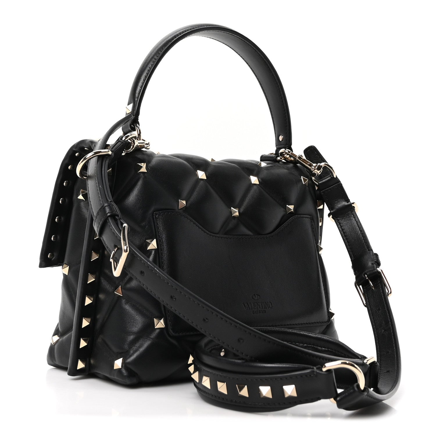 Valentino Garavani Lambskin VLTN Print Candystud Top Handle Bag