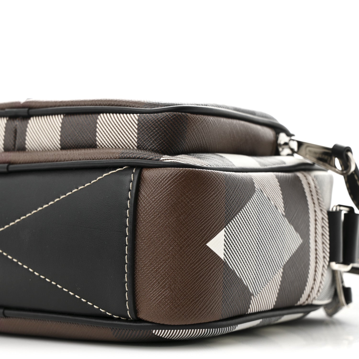 Burberry E-Canvas Calfskin Geometric Check Paddy Messenger Dark Birch Brown White 10 of 10