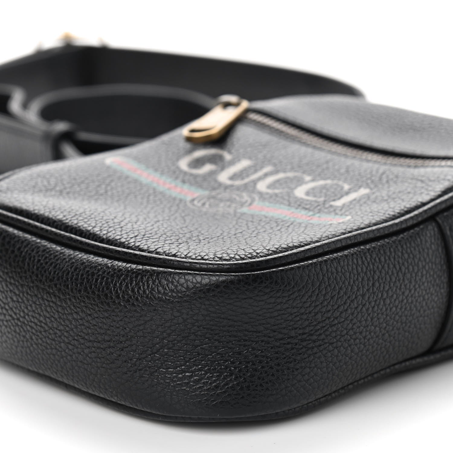 Gucci Grained Calfskin Mini Logo Messenger Bag Black 9 of 9