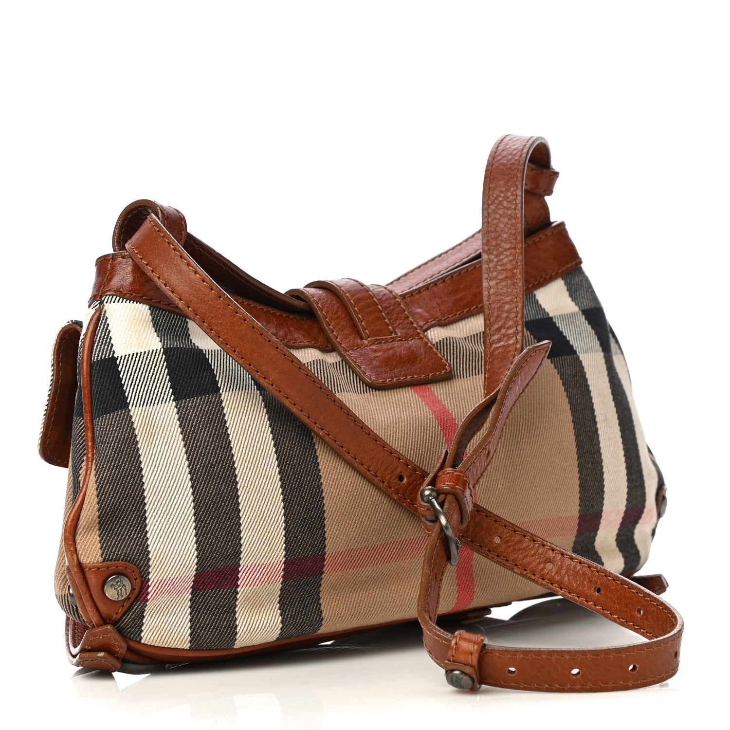 Burberry Prorsum House Check Bridle Calfskin Shoulder Bag Dark Tan 2 of 20