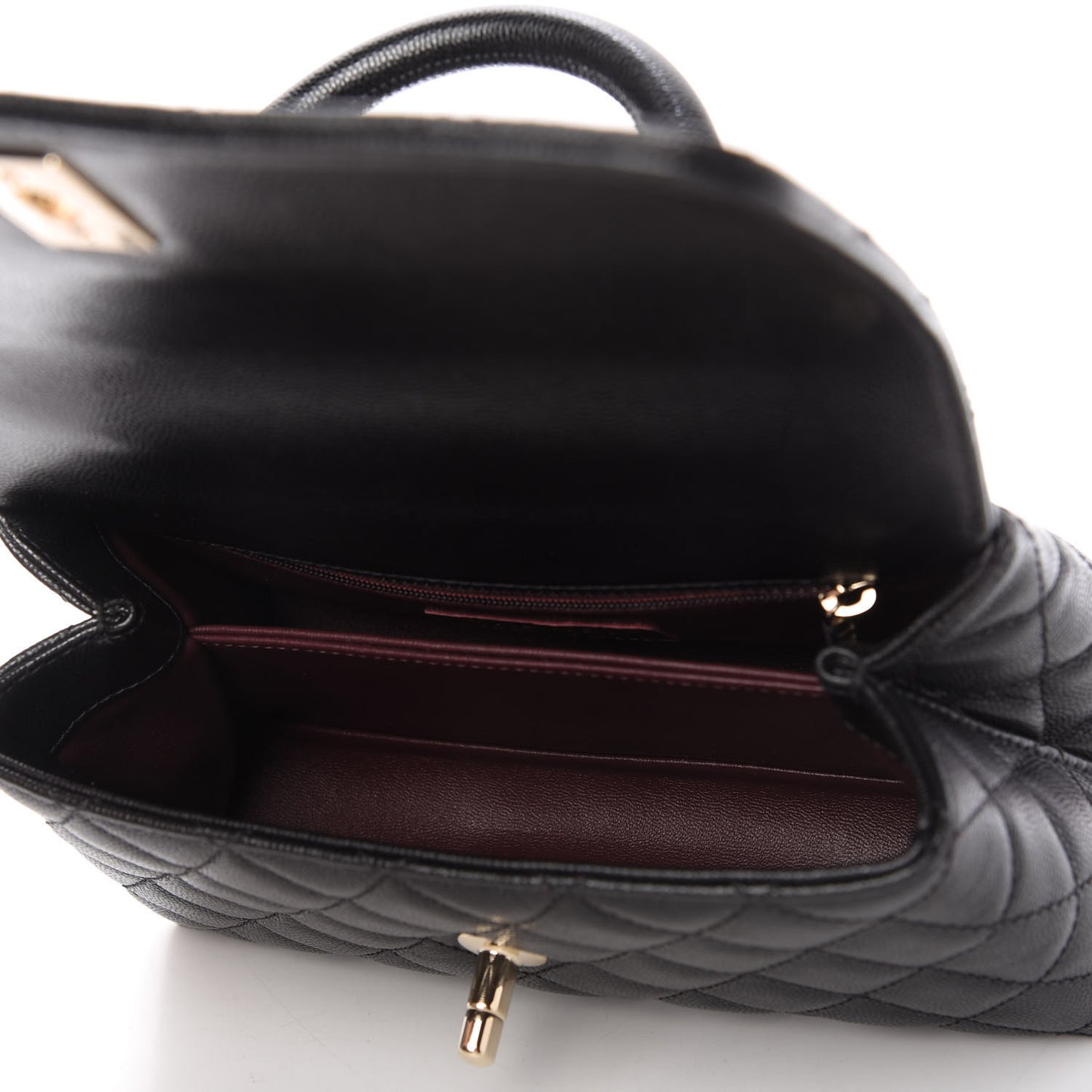 Caviar Quilted Mini Coco Handle Flap Black