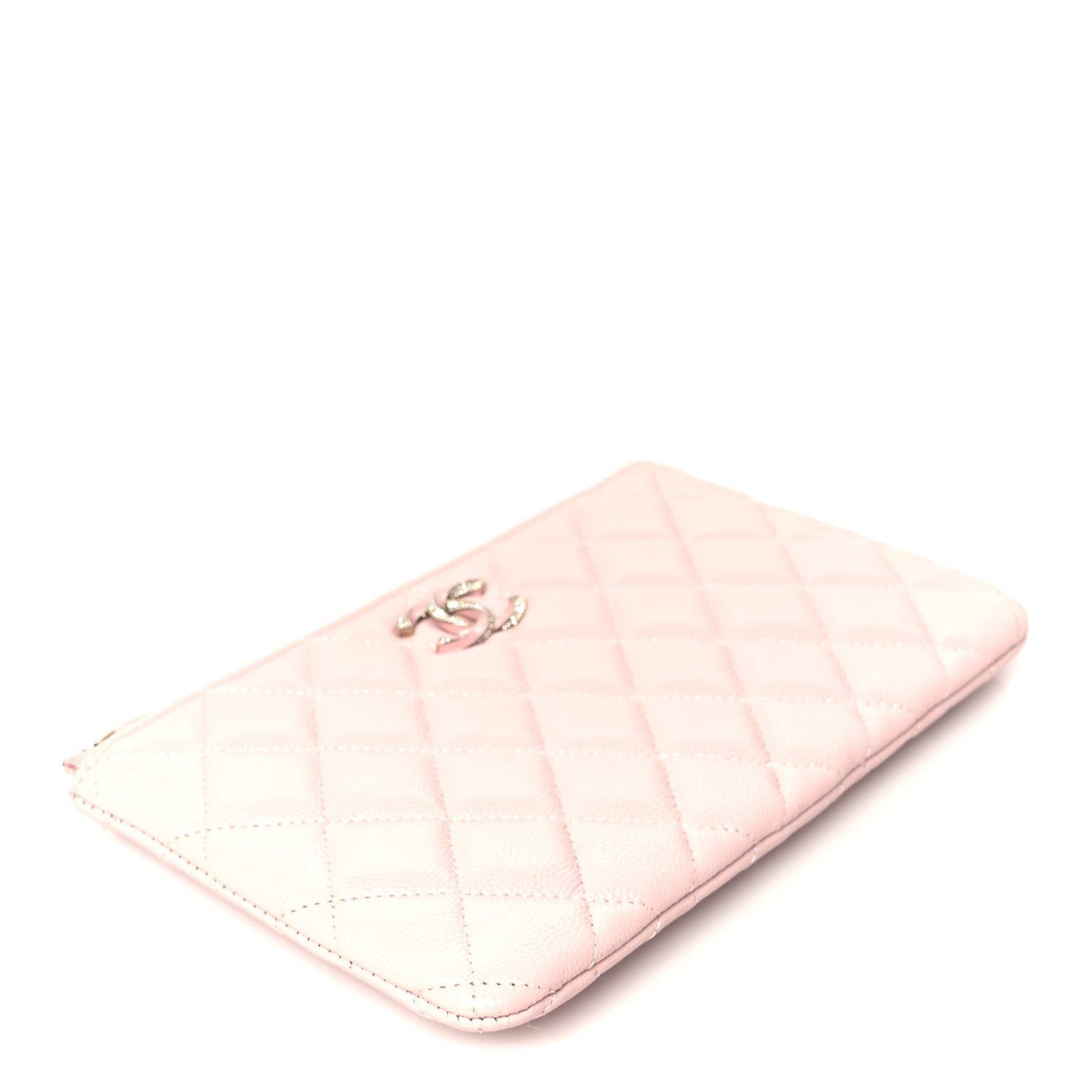 Chanel Caviar Quilted Crystal Enamel Cosmetic Case Light Pink 4 of 8
