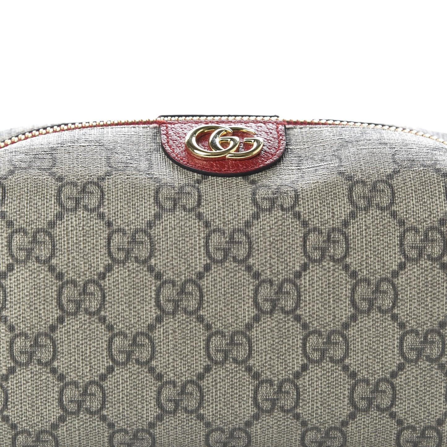 Soft GG Supreme Monogram Calfskin Medium Ophidia Cosmetic Case Beige Ebony Hibiscus Red