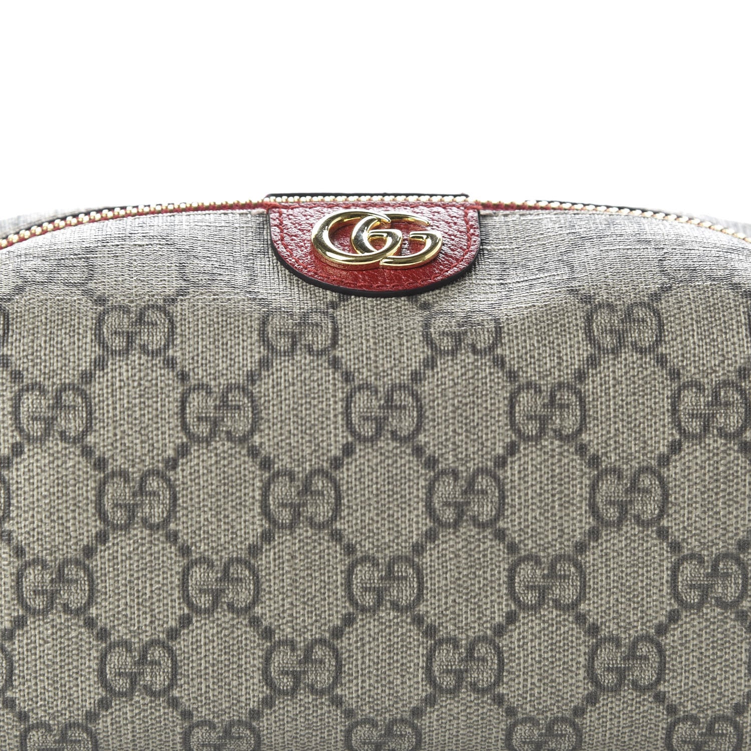 Gucci Soft GG Supreme Monogram Calfskin Medium Ophidia Cosmetic Case Beige Ebony Hibiscus Red 10 of 11