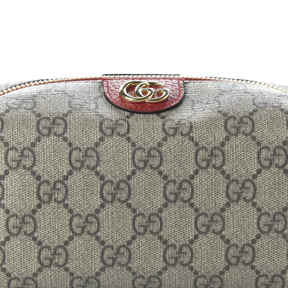 Gucci Soft GG Supreme Monogram Calfskin Medium Ophidia Cosmetic Case Beige Ebony Hibiscus Red 10 of 11