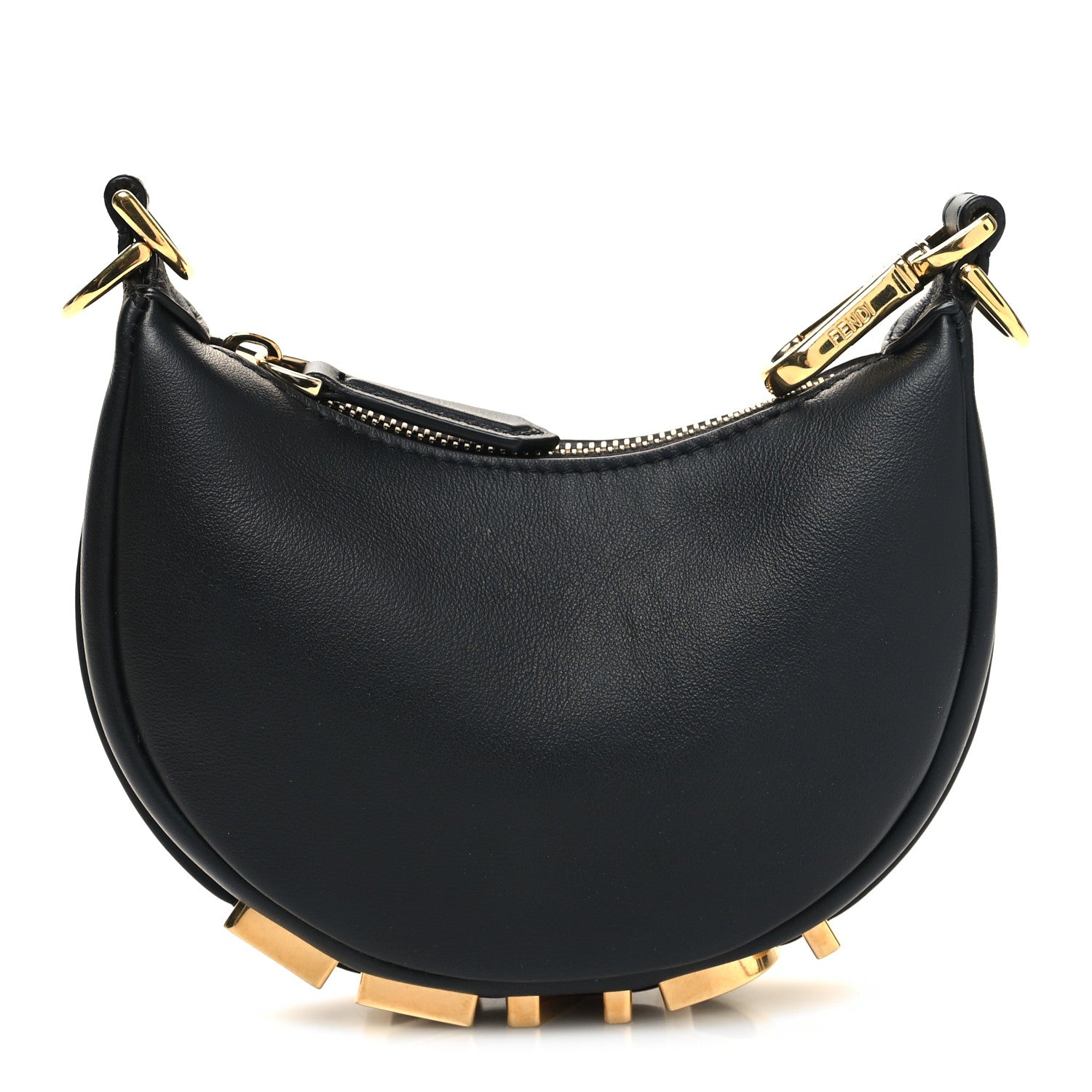 Fendi Vitello Grace Matte Nano Fendigraphy Hobo Charm Black 1 of 11