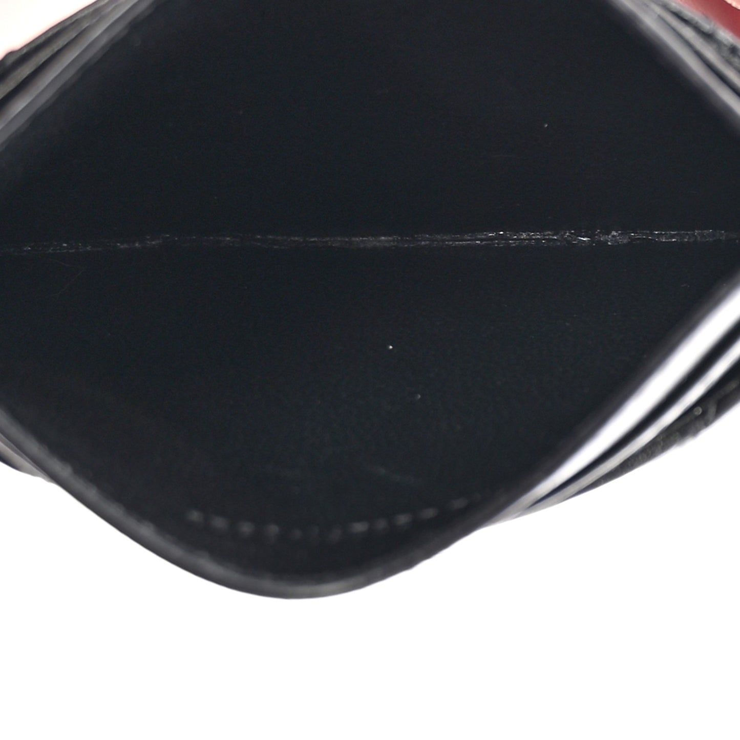 Lambskin Matelasse Chevron Monogram Credit Card Case Black