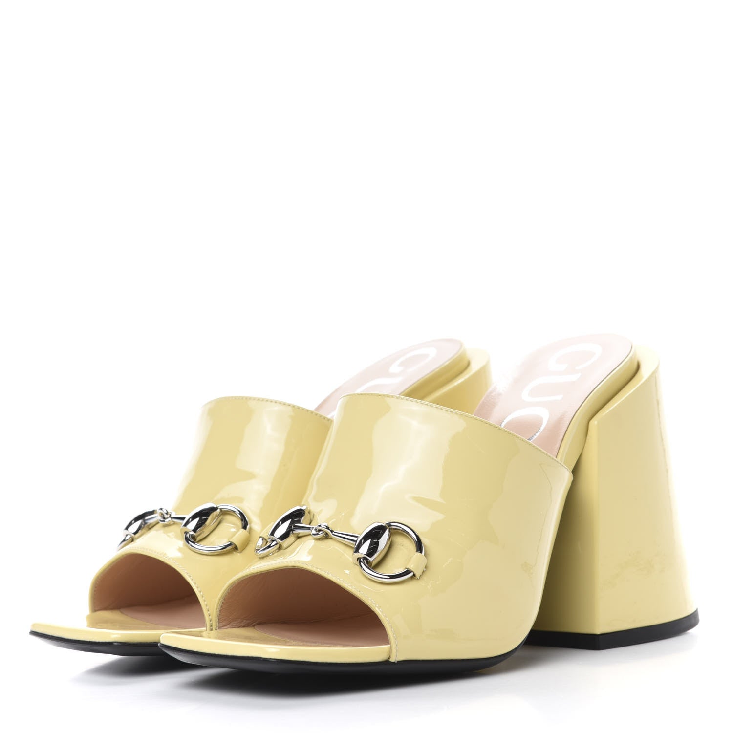 Gucci Patent Lexi Horsebit High-Heel Slide Sandals 37.5 Burro 2 of 12