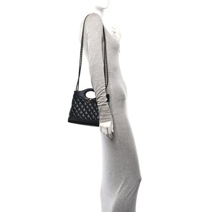 Chanel Aged Calfskin Quilted Mini 31 Shopping Bag Black 2 of 10