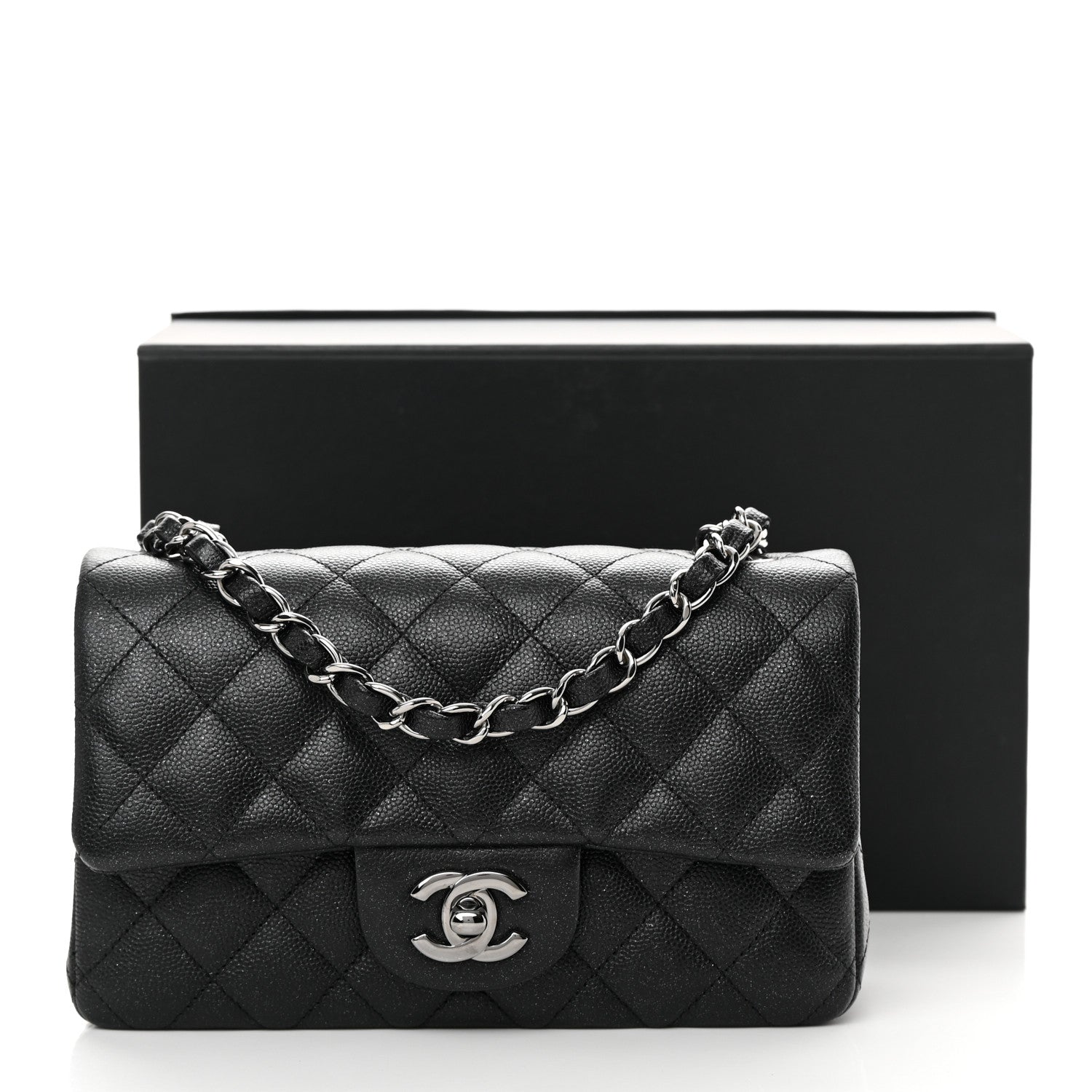 Chanel Iridescent Caviar Quilted Mini Rectangular Flap Black 10 of 10