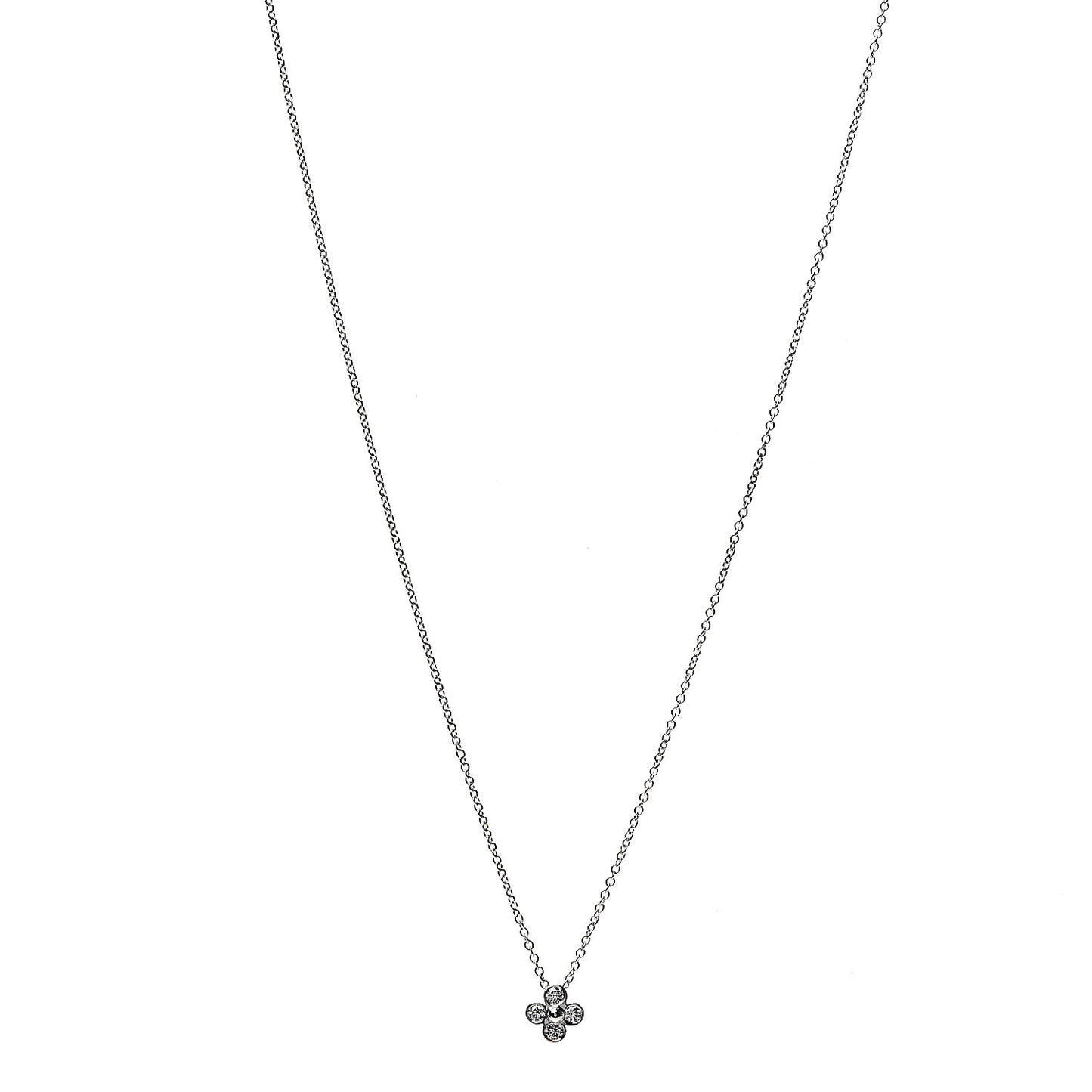 Platinum Diamond .12ctw Flower Pendant Necklace