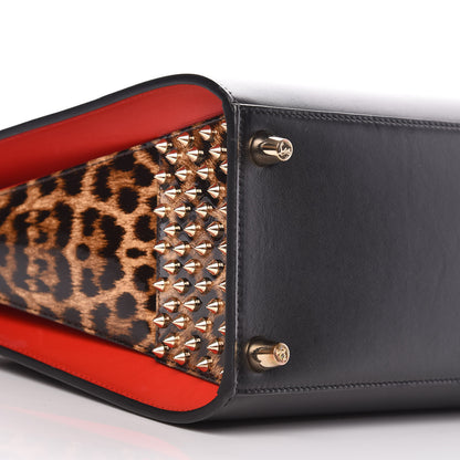 Christian Louboutin Calfskin Patent Leopard Spiked Medium Paloma Black 12 of 14