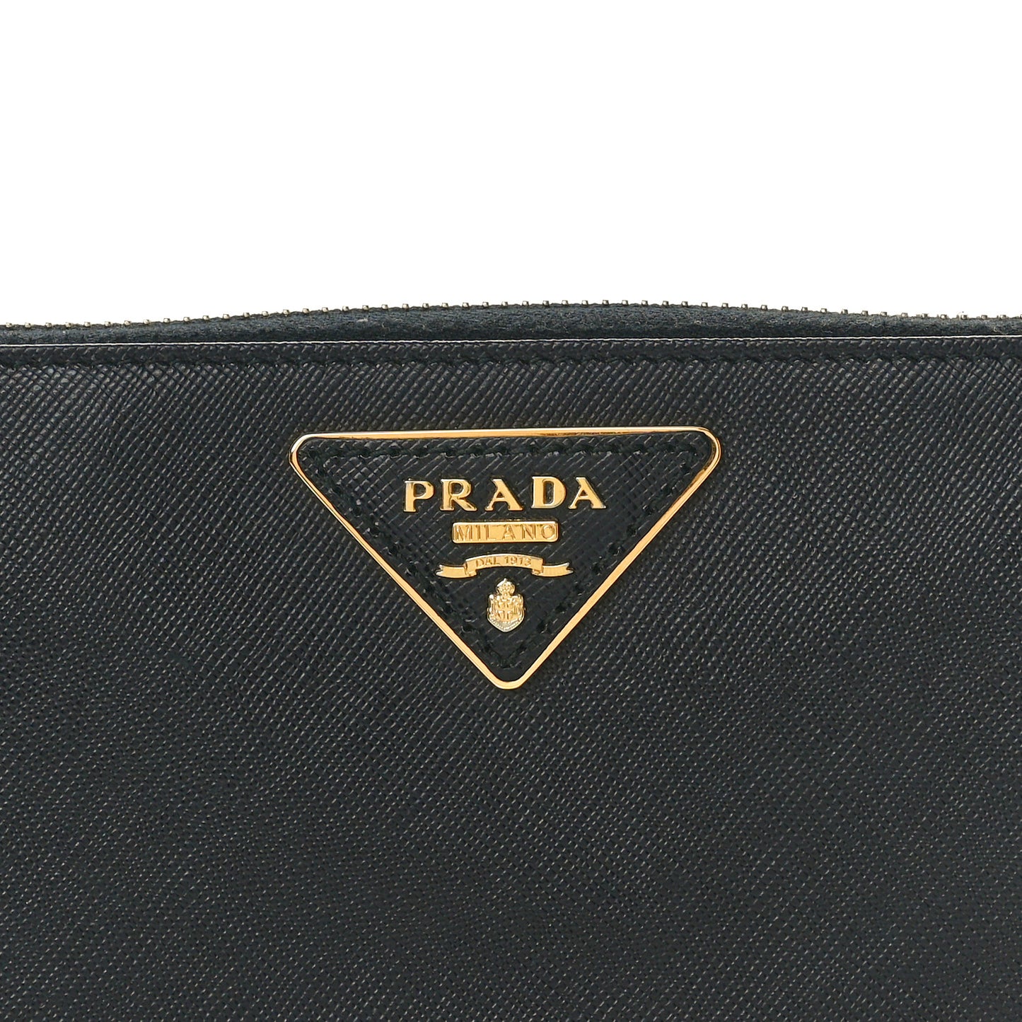 Saffiano Triangle Zip Around Wallet Black