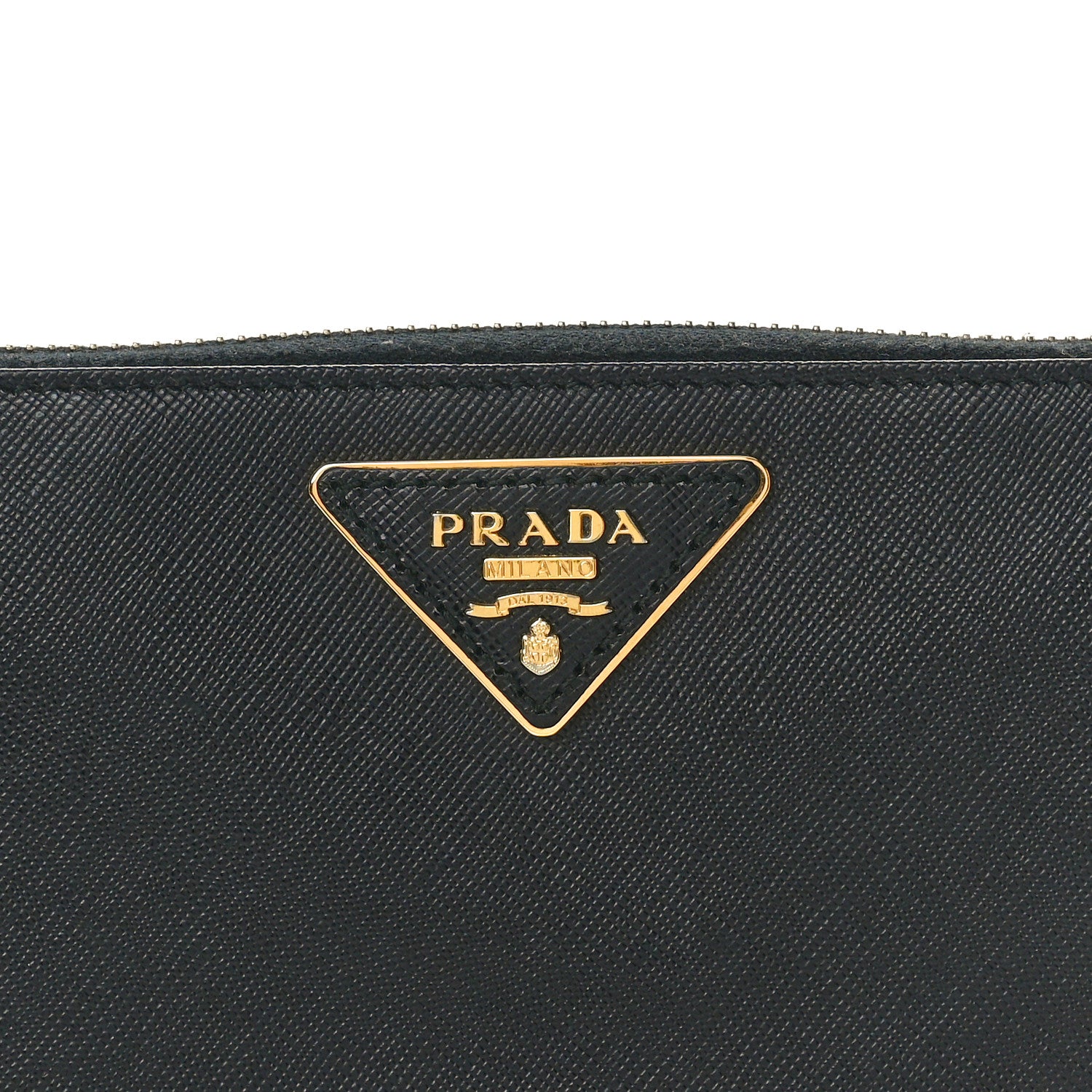 Prada Saffiano Triangle Zip Around Wallet Black 8 of 8