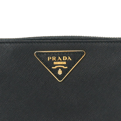 Prada Saffiano Triangle Zip Around Wallet Black 8 of 8