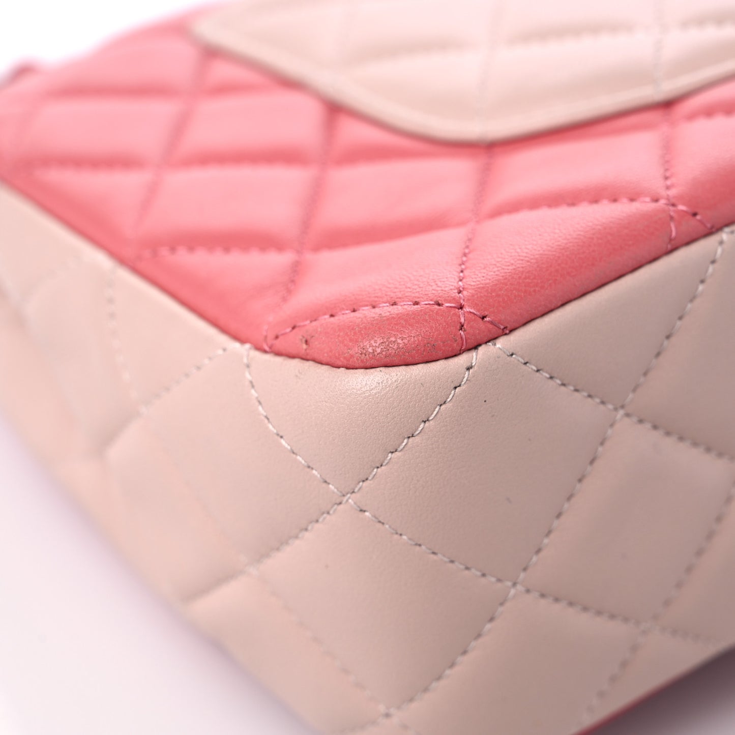 Lambskin Quilted Tri-Color Medium Valentine Charms Single Flap Pink