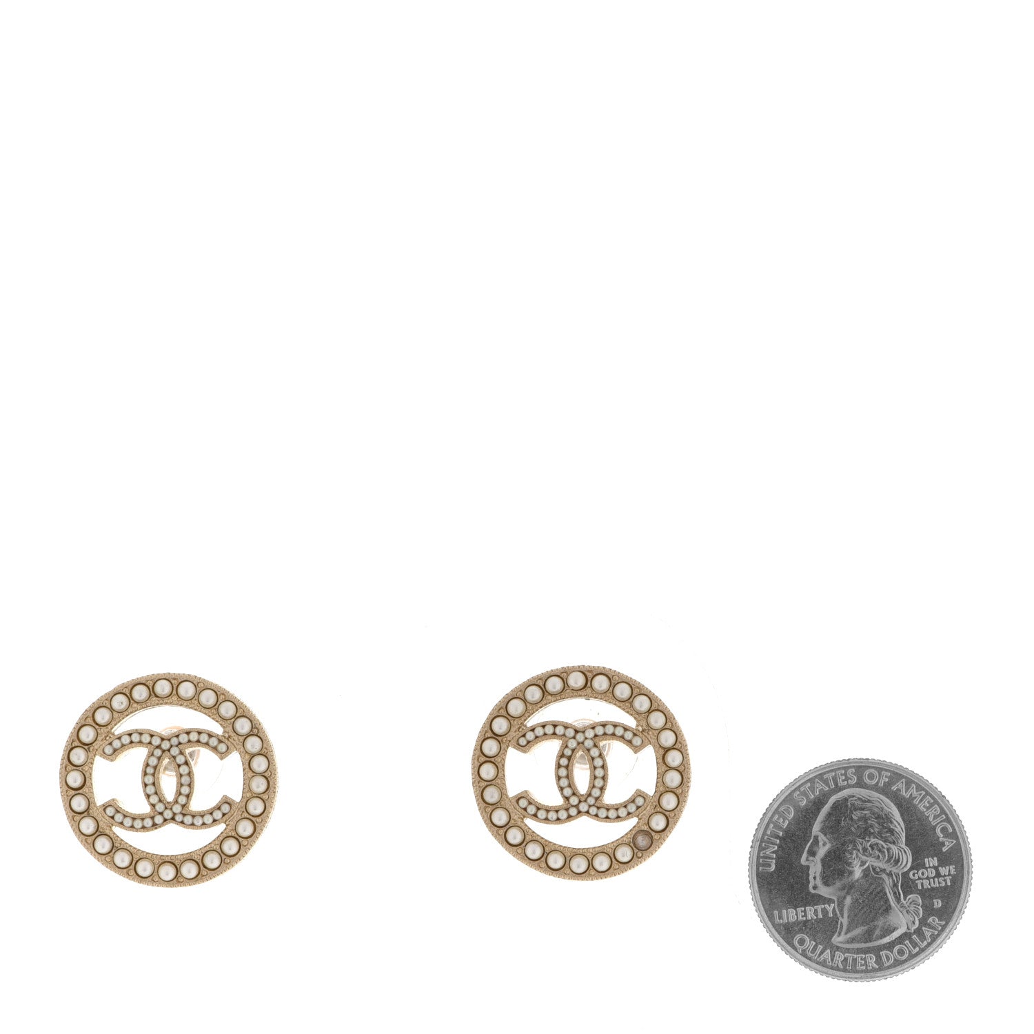 Chanel Pearl CC Round Earrings Gold 2 of 6
