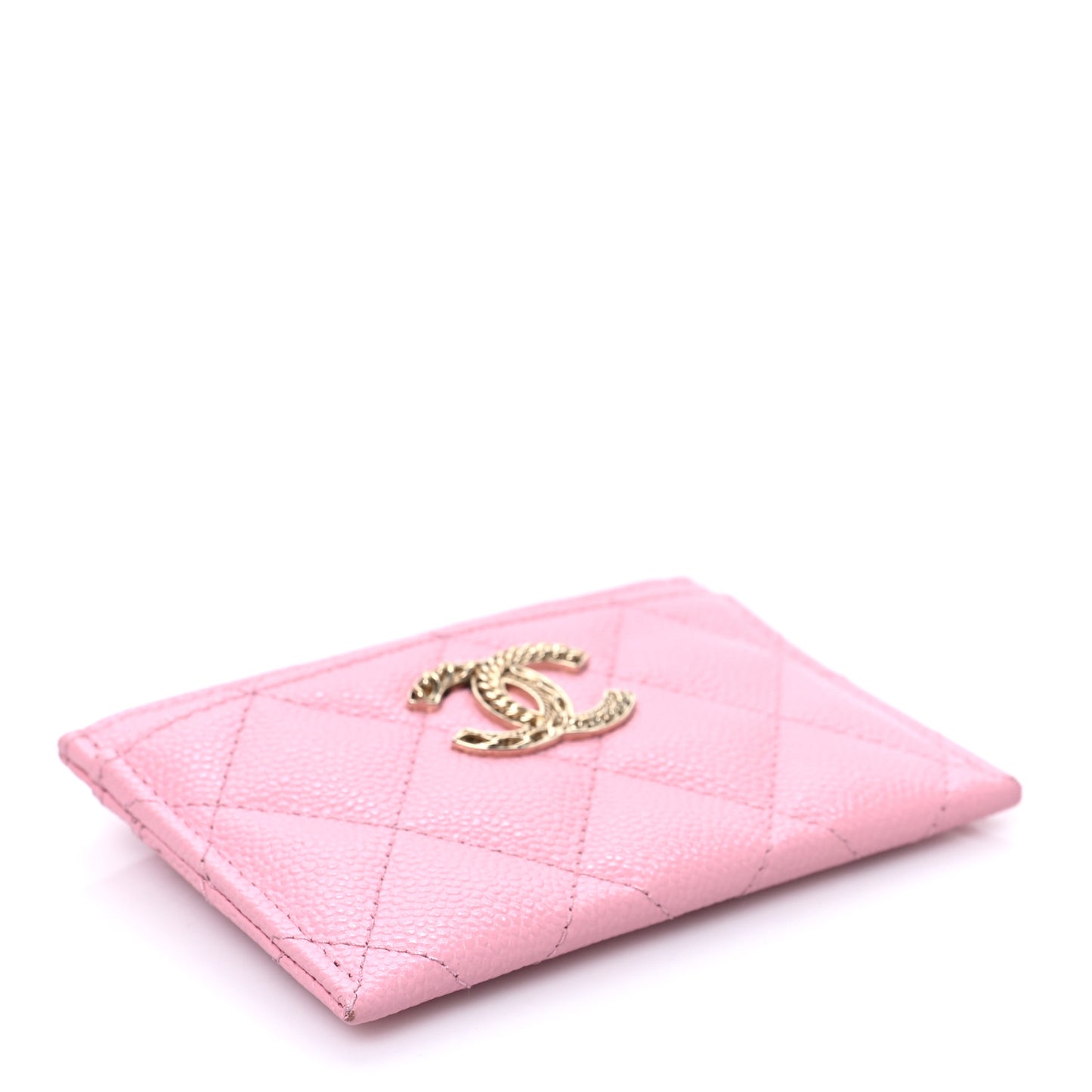 Caviar Quilted Multi Chain CC Card Holder Pink