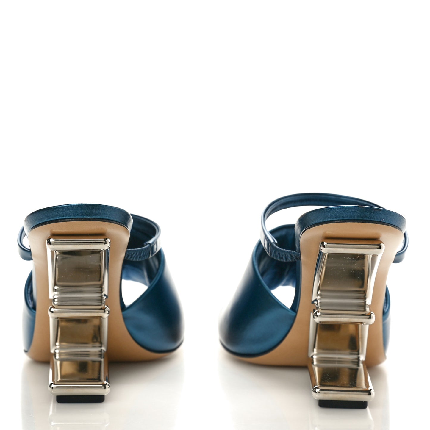 Metallic Calfskin Fendi First 95mm Slide Sandals 37 Perfect
