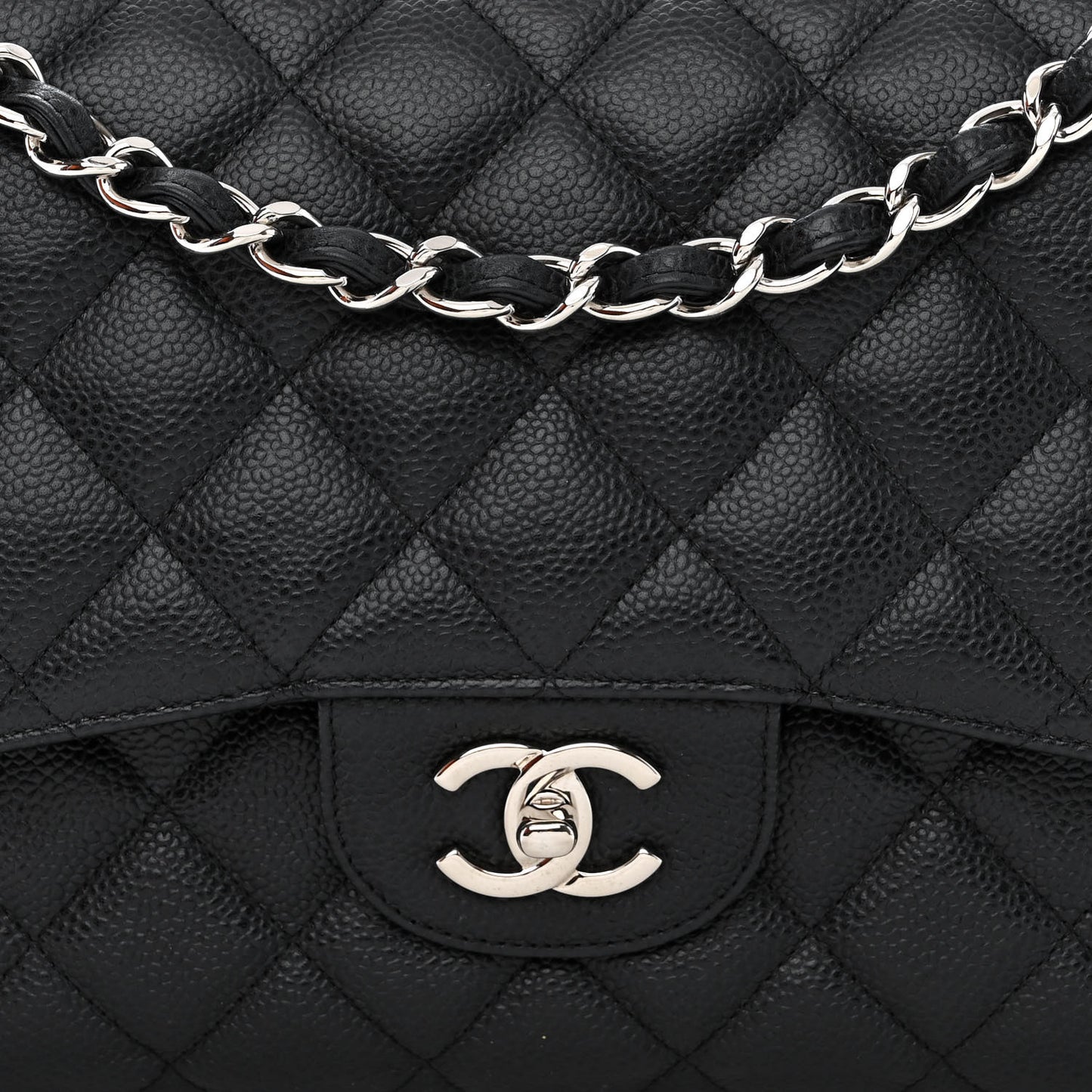 Caviar Quilted Jumbo Double Flap Black