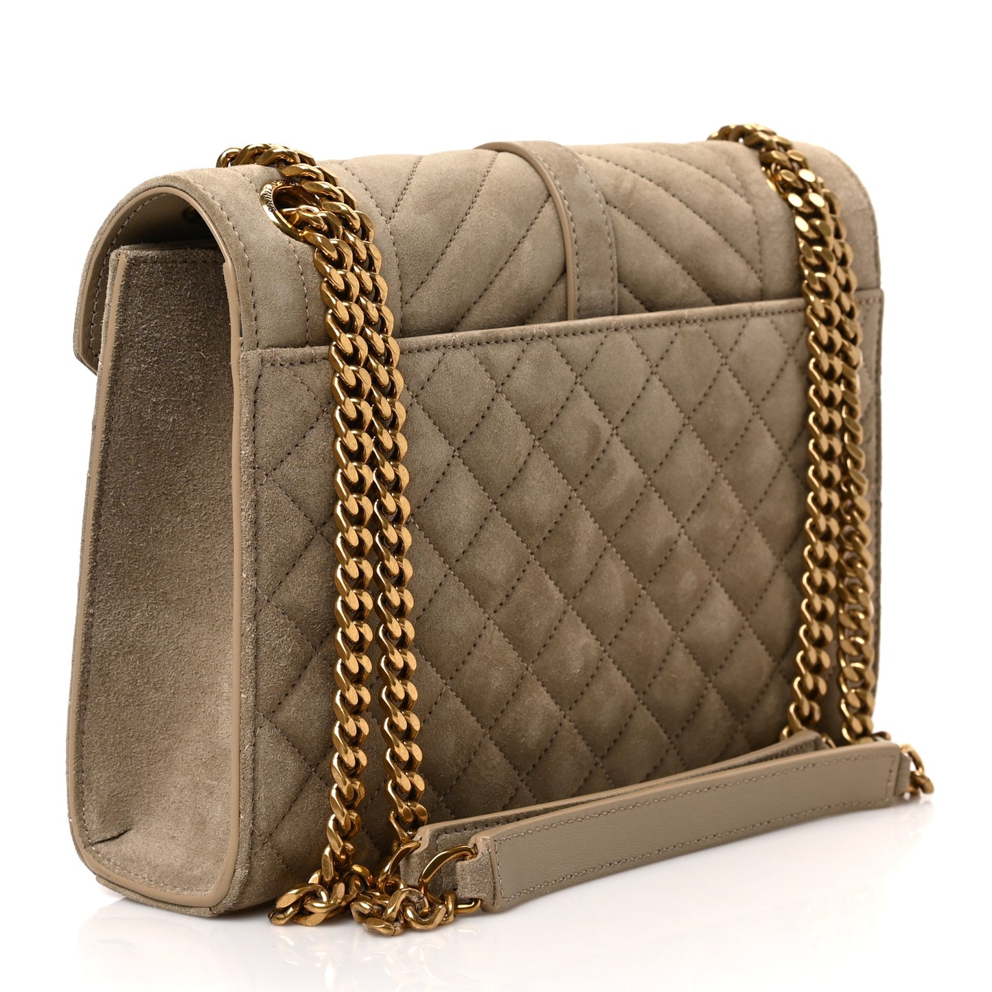 Suede Mixed Matelasse Triquilt Medium Monogram Envelope Satchel Sea Salt