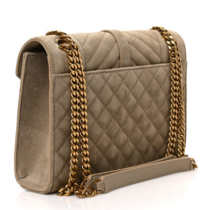 Saint Laurent Suede Mixed Matelasse Triquilt Medium Monogram Envelope Satchel Sea Salt 3 of 8
