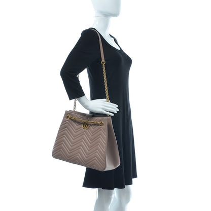 Gucci Calfskin Matelasse Medium GG Marmont Shoulder Tote Bag Porcelain Rose 2 of 7