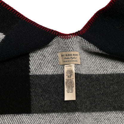 Burberry Wool Cashmere Mega Check Cape Scarf Scarf Navy 2 of 3