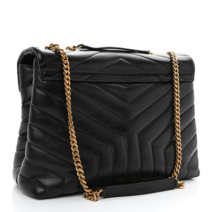 Saint Laurent Calfskin Y Quilted Monogram Medium Loulou Chain Satchel Black 3 of 9