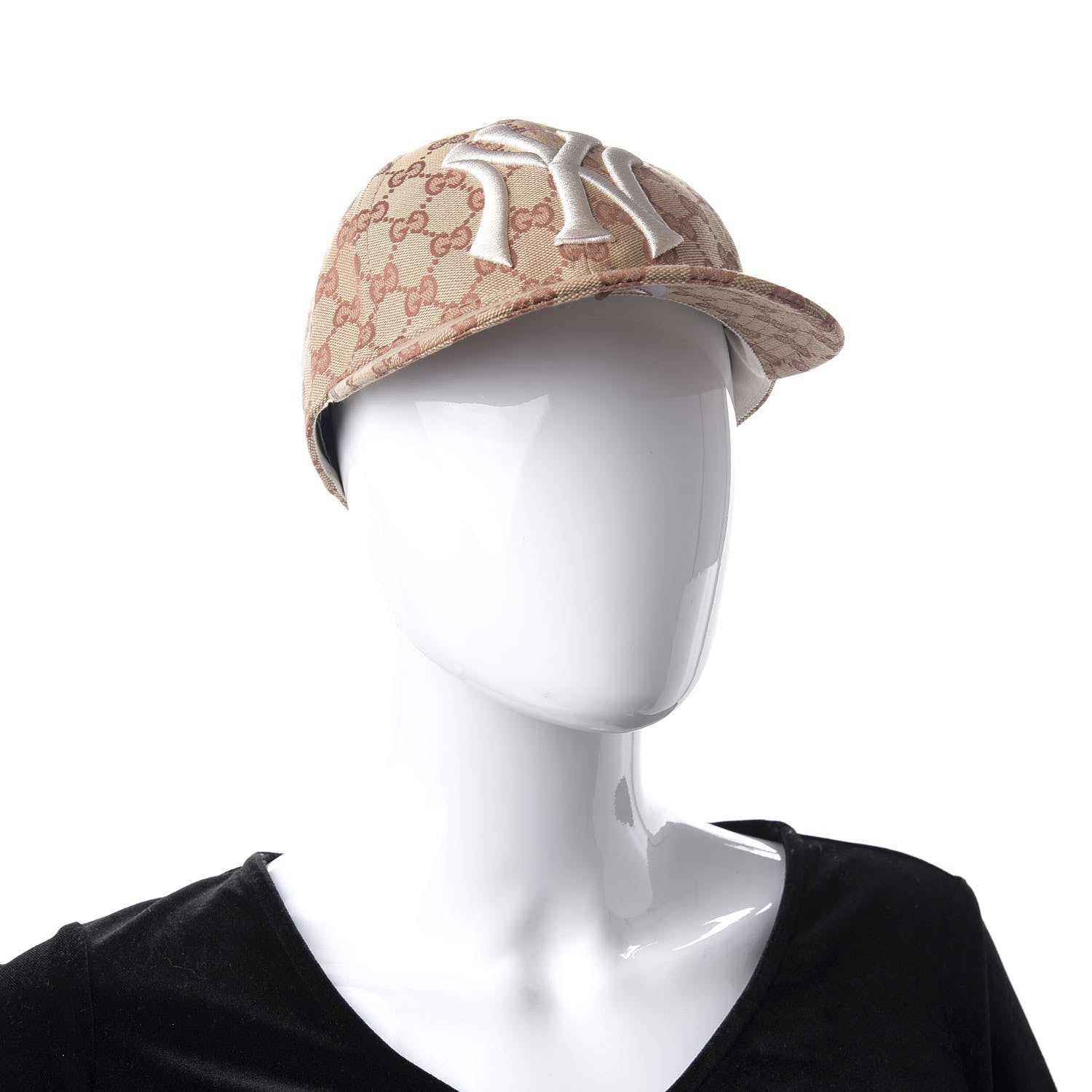 Gucci X MLB Monogram NY Yankees Baseball Hat 57-61 Beige Ruggine 2 of 10