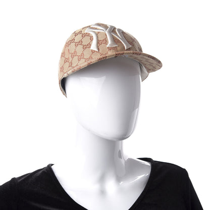Gucci X MLB Monogram NY Yankees Baseball Hat 57-61 Beige Ruggine 2 of 11