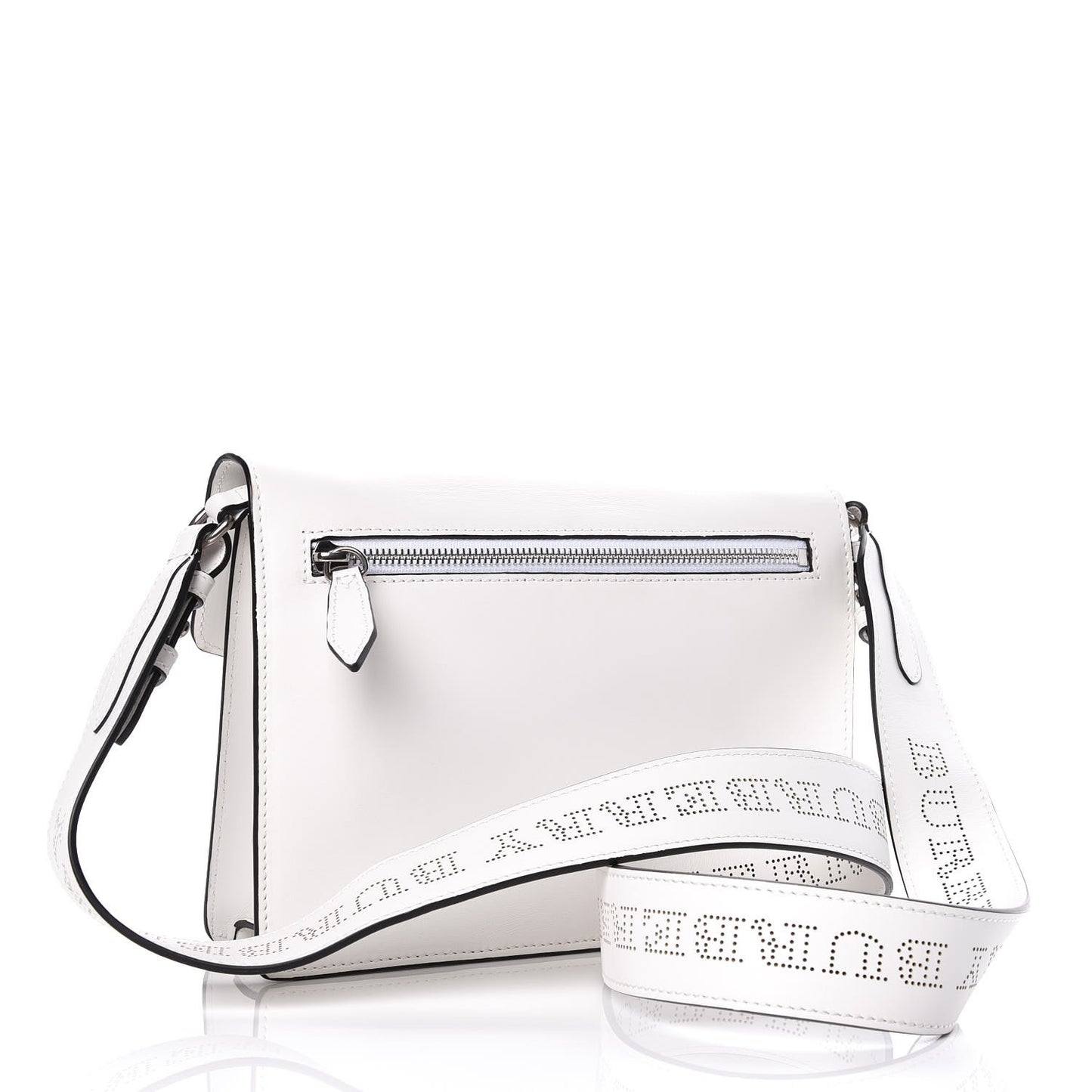 Calfskin Perforated Small Macken Crossbody Bag White
