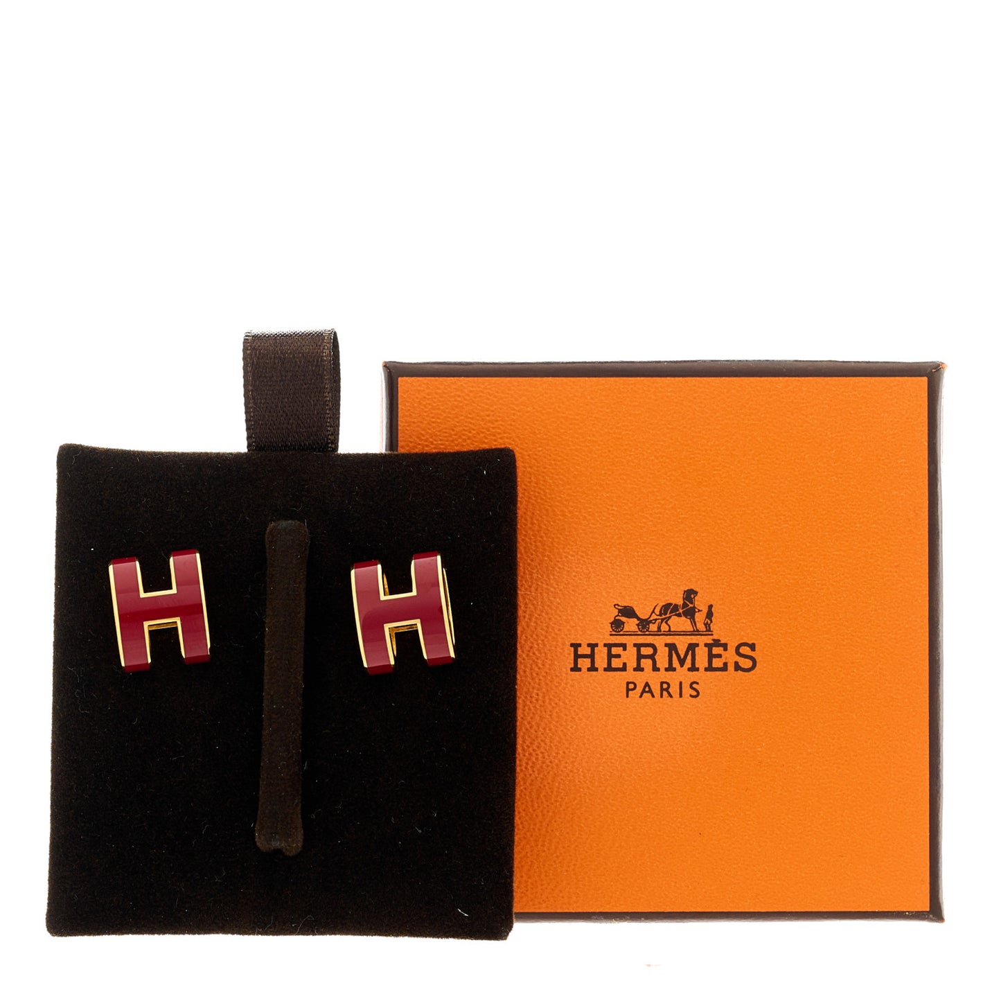 Gold Lacquered Mini Pop H Earrings Rouge H