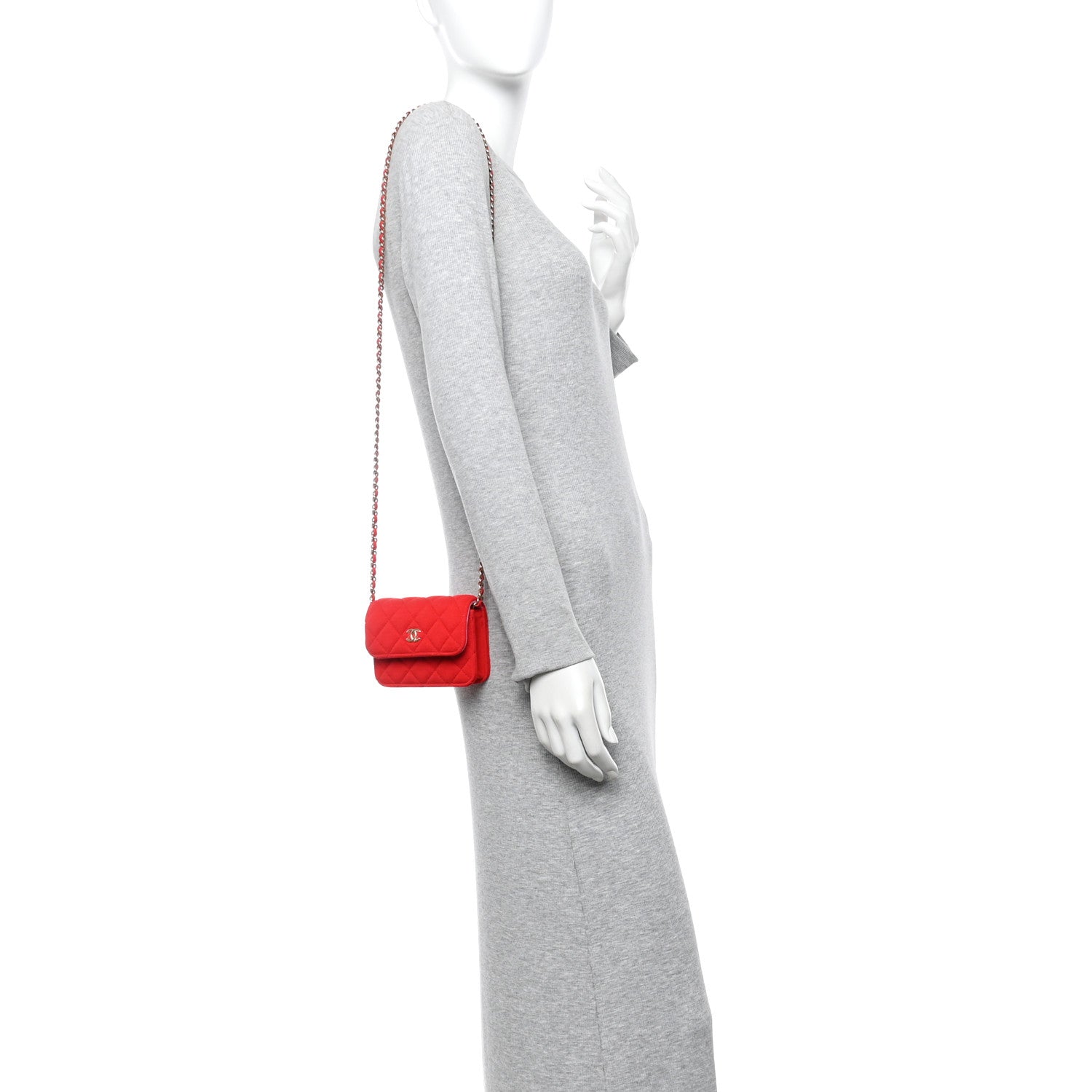 Chanel Jersey Quilted Micro Mini Flap Red 2 of 11