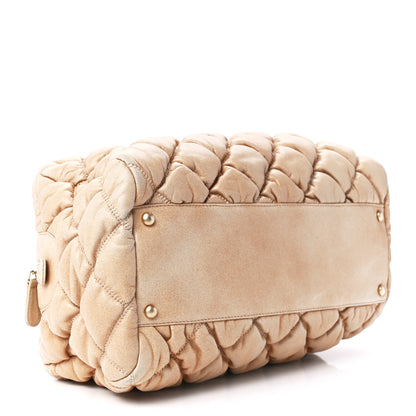 Chanel Lambskin Bubble Quilt Bowler Beige 4 of 11