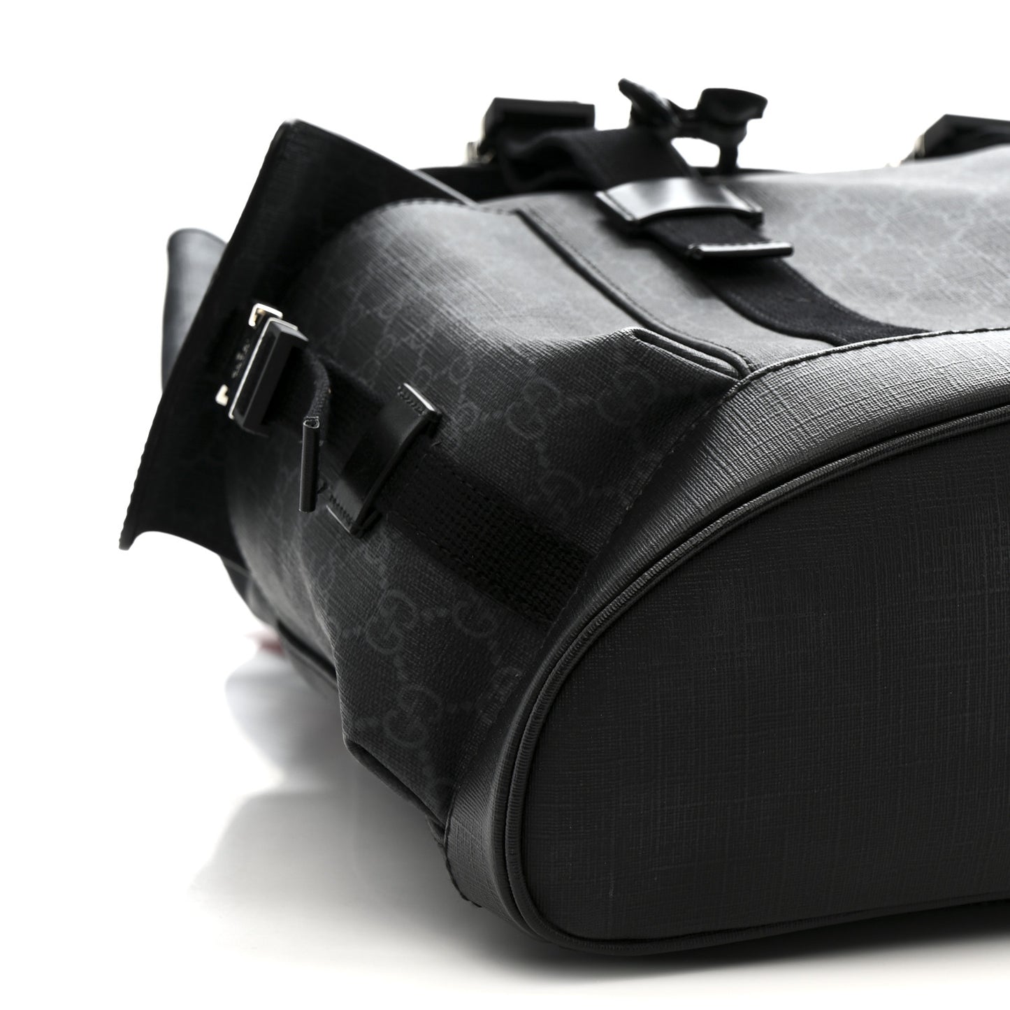 Soft GG Supreme Monogram Large Double Buckle Backpack Black