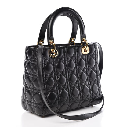 Christian Dior Lambskin Cannage Medium Lady Dior Black 4 of 17