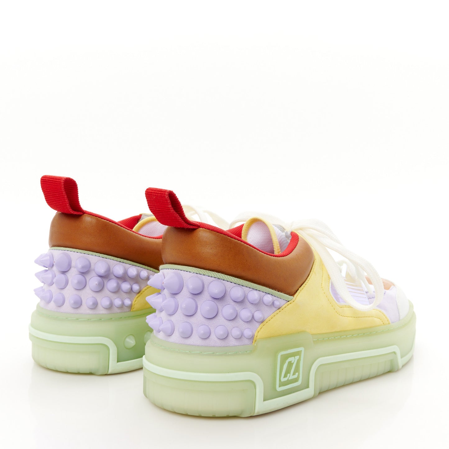 Calfskin Suede Spike Mens Astroloubi Flat Low Top Sneakers 43 Studio Green Lilac