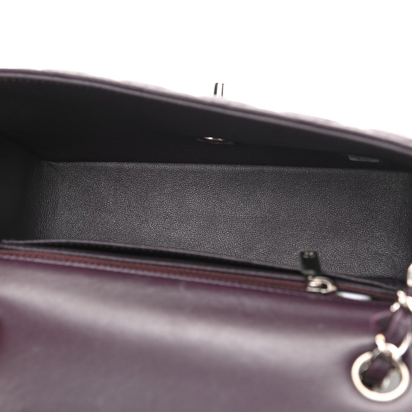 Lambskin Quilted Mini Rectangular Flap Dark Purple