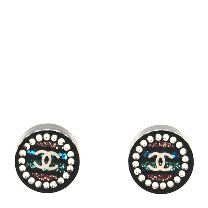 Chanel Resin Crystal CC Earrings Black Multicolor 1 of 4