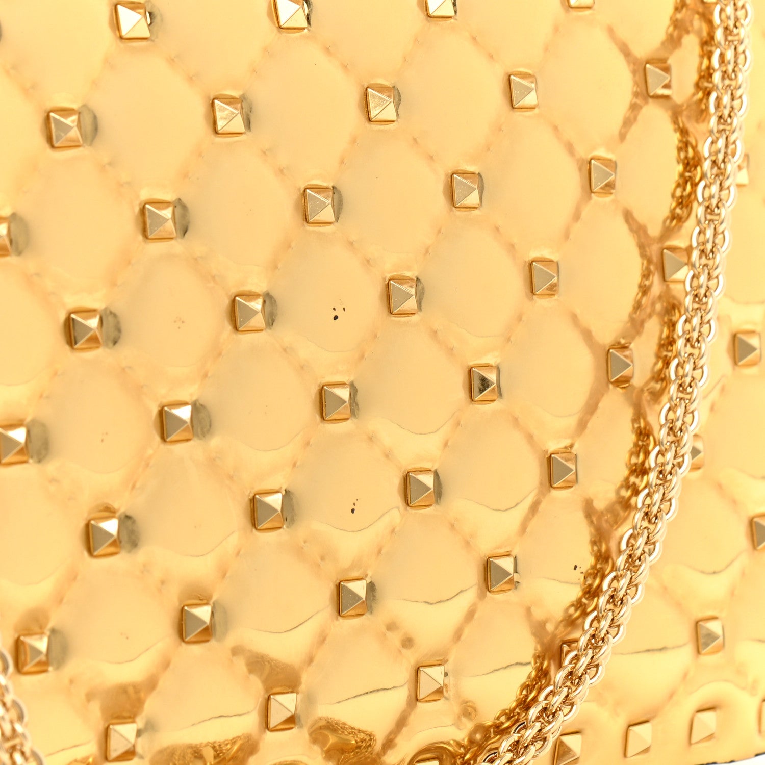 Valentino Garavani Metallic Patent Medium Rockstud Spike Shoulder Bag Gold 9 of 9